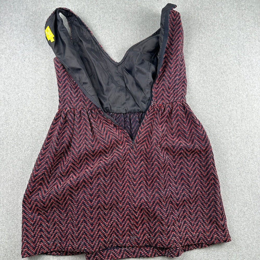QMack Dress Womens 8 Fit & Flare Red Navy Chevron Textured Sleeveless 32MM840219